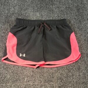 Under Armour HeatGear Loose Black Pink Running Shorts Youth YLG